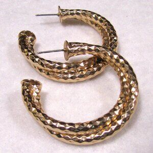 Large Vintage Gold Open Hoop Earrings
